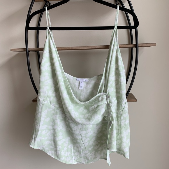 Leith Tops - Leith Mint Green & White Pattern Camisole Tank Top